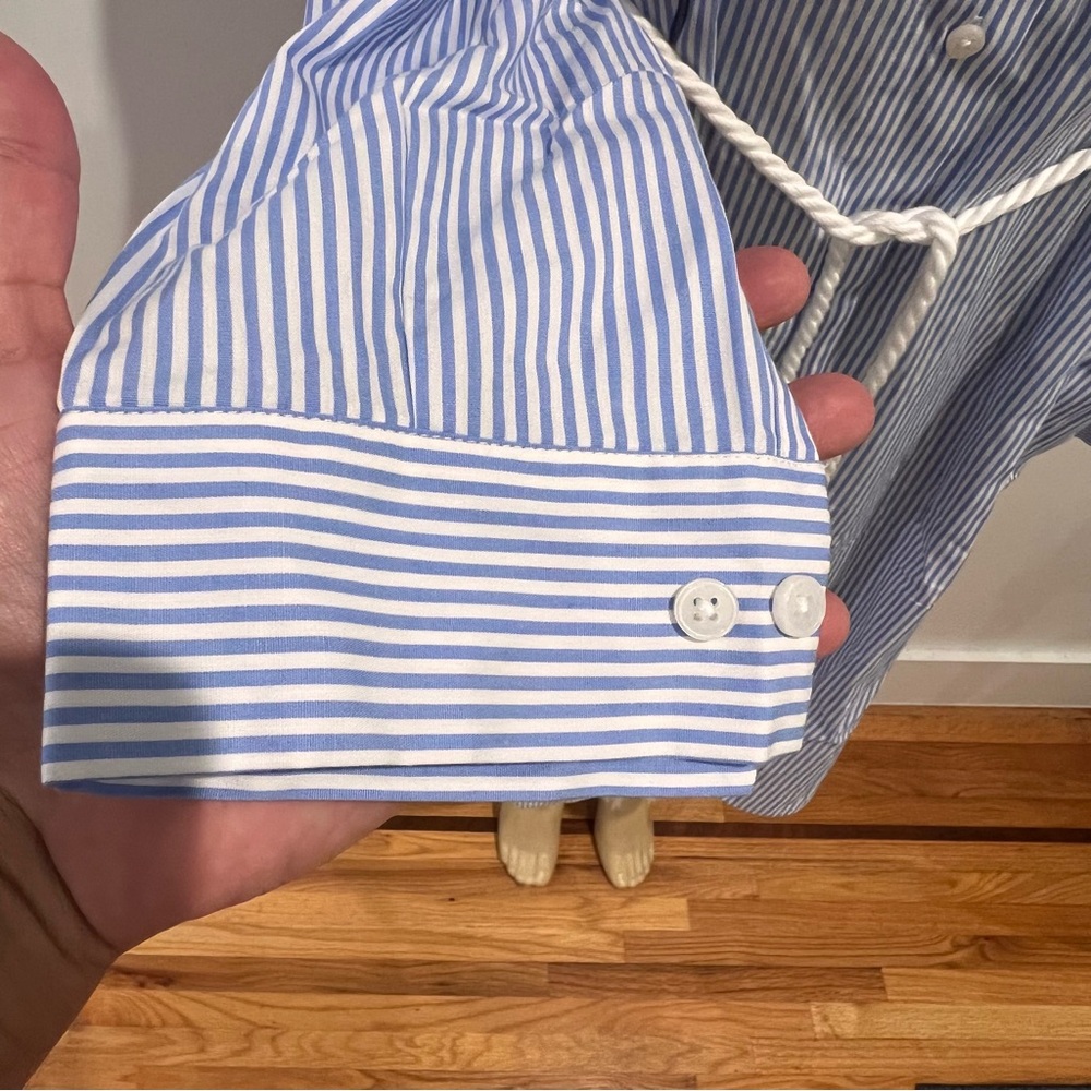 New 11 Honore Striped Amena Shirtdress Sz 16 Long Sleeve Midi Cotton Shirt Dress - Picture 4 of 8